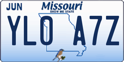 MO license plate YL0A7Z