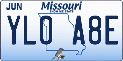 MO license plate YL0A8E