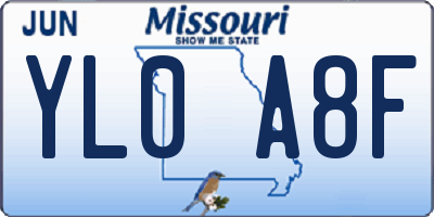 MO license plate YL0A8F