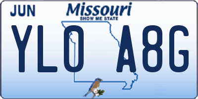 MO license plate YL0A8G