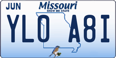 MO license plate YL0A8I