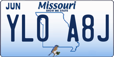 MO license plate YL0A8J
