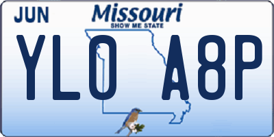MO license plate YL0A8P