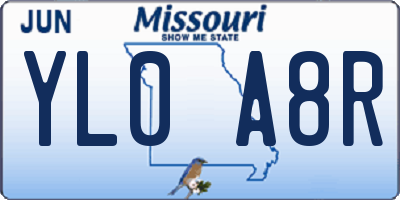 MO license plate YL0A8R