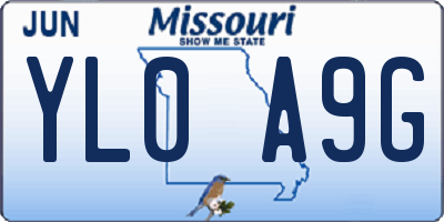 MO license plate YL0A9G