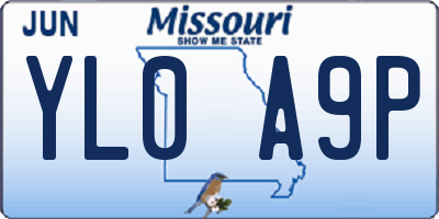 MO license plate YL0A9P