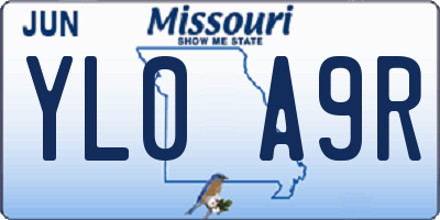 MO license plate YL0A9R