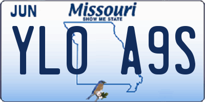 MO license plate YL0A9S