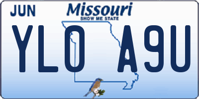 MO license plate YL0A9U