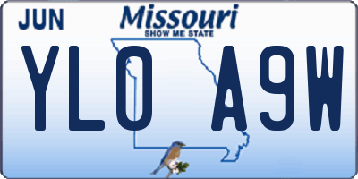 MO license plate YL0A9W