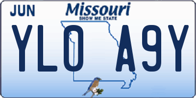 MO license plate YL0A9Y