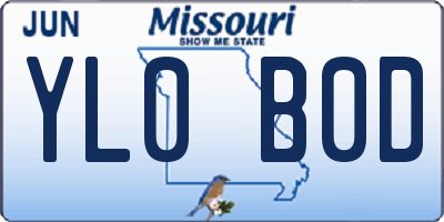 MO license plate YL0B0D