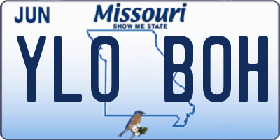 MO license plate YL0B0H