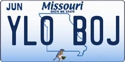 MO license plate YL0B0J