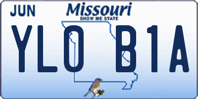 MO license plate YL0B1A