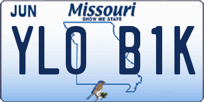 MO license plate YL0B1K