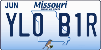 MO license plate YL0B1R