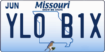 MO license plate YL0B1X