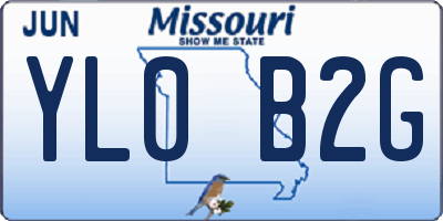 MO license plate YL0B2G