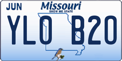 MO license plate YL0B2O