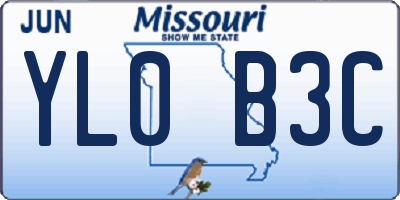 MO license plate YL0B3C