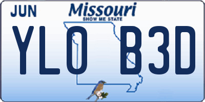 MO license plate YL0B3D