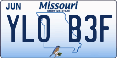 MO license plate YL0B3F