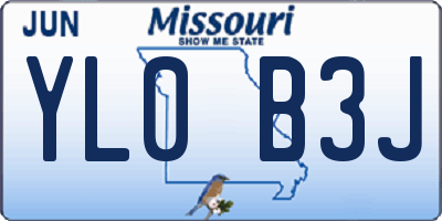 MO license plate YL0B3J
