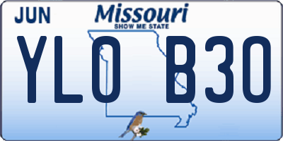 MO license plate YL0B3O