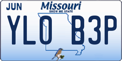 MO license plate YL0B3P
