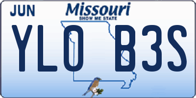 MO license plate YL0B3S