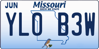 MO license plate YL0B3W