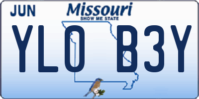 MO license plate YL0B3Y