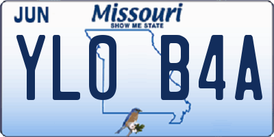 MO license plate YL0B4A