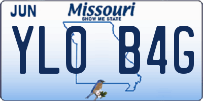 MO license plate YL0B4G