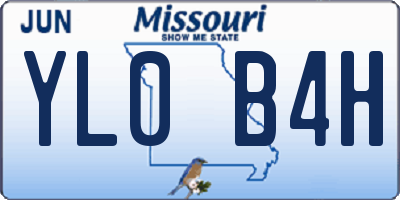 MO license plate YL0B4H