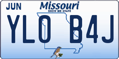 MO license plate YL0B4J