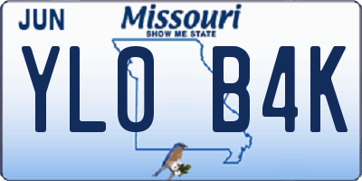 MO license plate YL0B4K