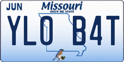 MO license plate YL0B4T