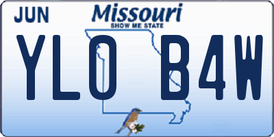 MO license plate YL0B4W