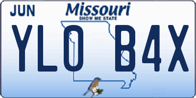 MO license plate YL0B4X