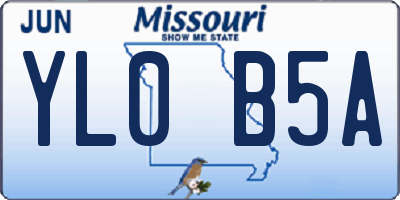 MO license plate YL0B5A