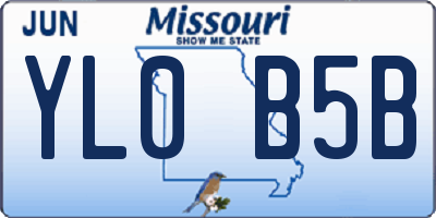MO license plate YL0B5B