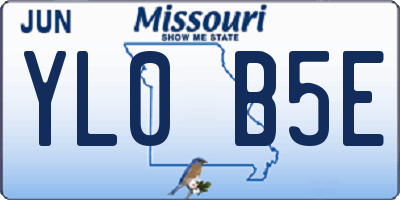 MO license plate YL0B5E