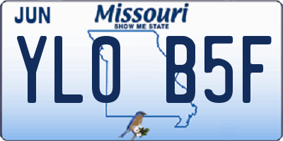 MO license plate YL0B5F