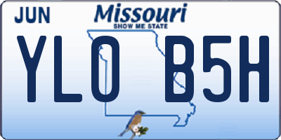 MO license plate YL0B5H