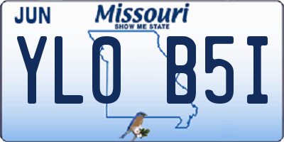 MO license plate YL0B5I