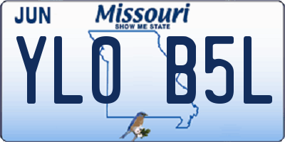 MO license plate YL0B5L