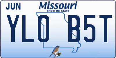 MO license plate YL0B5T