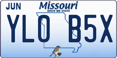 MO license plate YL0B5X